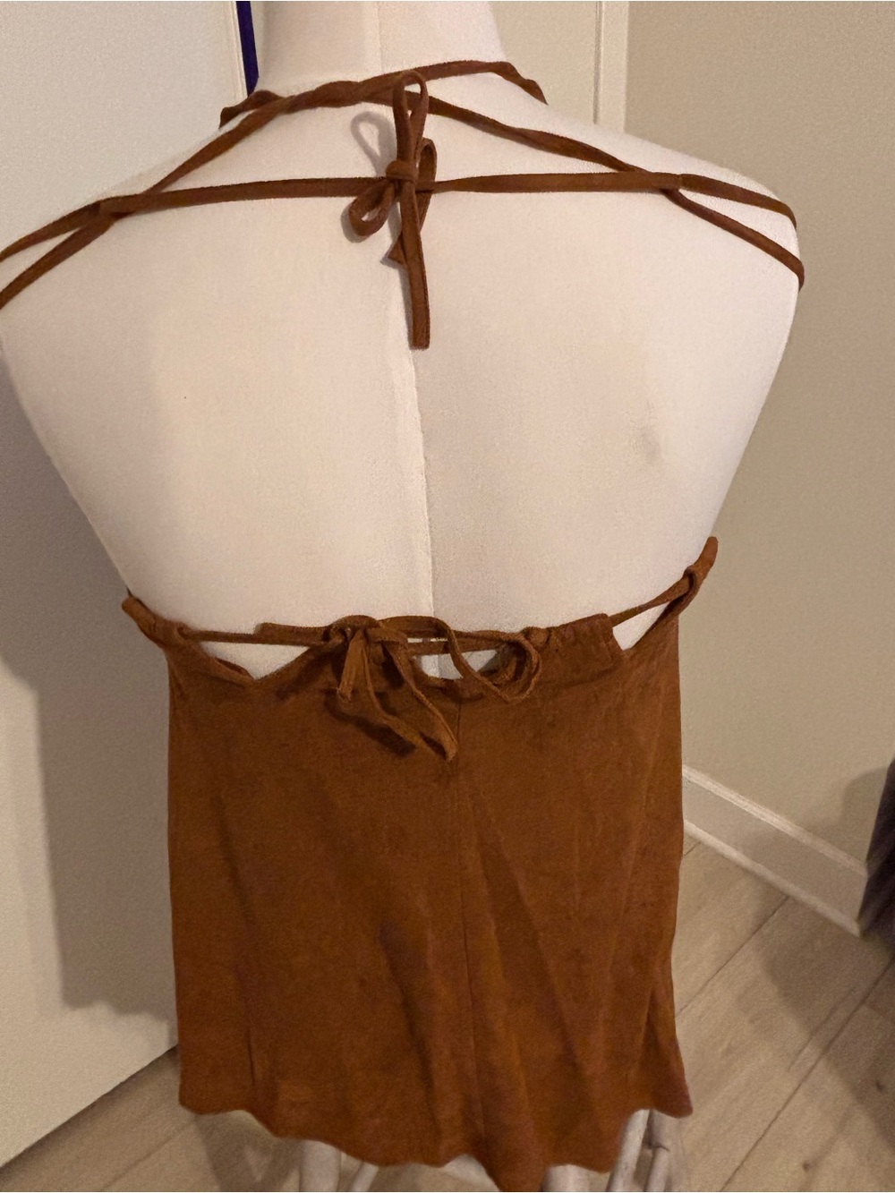 EARTHBOUND Rust Brown Backless Halter Dress